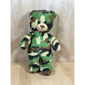Build A Bear Workshop Camouflage Bear Camo Print Army Green Teddy Plush Toy 16"